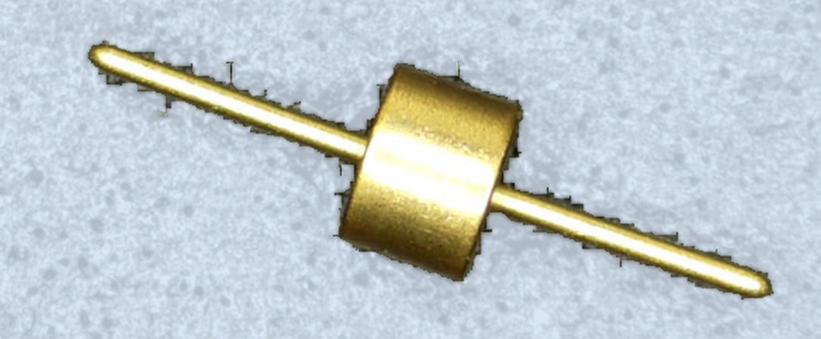 RF feedthrough glass insulator with axial leads